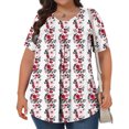 thumbnail image 4 of Pisexur Hauts de Printemps pour Femmes Blouses pour Femmes Décontractées Mode Féminine Imprimé Col Rond Manches Courtes Plissé Ample Multicolore,3TG, 4 of 7