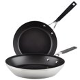 thumbnail image 1 of KitchenAid Stainless Steel Nonstick Frying Pan Set, 9.5-inch and 12-inch, Brushed Stainless Steel, 1 of 7