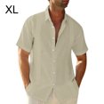 thumbnail image 2 of kurtrusly Traveling Casual Style Men's Button Down Shirt Summer Pool Party Solid Color Simple Design Slim Fit Tops Daily Clothes Khaki XL, 2 of 5