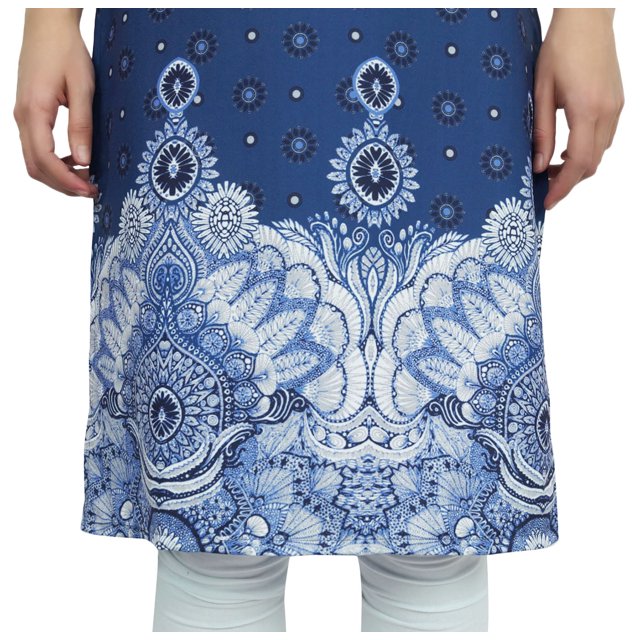Bimba Tunique Imprimée Bleue pour Femme en Georgette Kurti Kurta Indienne Blouse Longue-10