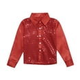 thumbnail image 1 of Boys Tops Sparkly Sequins Dance Long Sleeve Button Down Shirt for Jazz Performance Apparel, 1 of 7