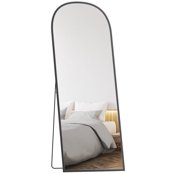 HOMCOM Miroir Pleine Longueur 64"x24 Pouces, Autoportant Ou Mural, Noir