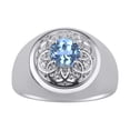 thumbnail image 1 of RYLOS Men's Rings Sterling Silver Designer Gypsy 7MM Round Gemstone & Diamond Ring Blue Topaz December Birthstone Size 10, 1 of 7
