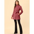 thumbnail image 3 of INSPIRE CHIC Manteau Long Classique pour Femme à Col Montant, Manches Longues, d'Hiver, Ceinturé, S Rouge Melon D\'eau, 3 of 6