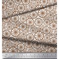 thumbnail image 3 of Soimoi Brun Moss Georgette Tissu Roue Ethnique Tissu Imprimé par la Cour 42 Pouces de Large, 3 of 3