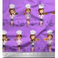 thumbnail image 1 of Soimoi polyester Crepe Fabric Cook Girl Print Fabric by the Yard 52 Inch Wide, 1 of 3