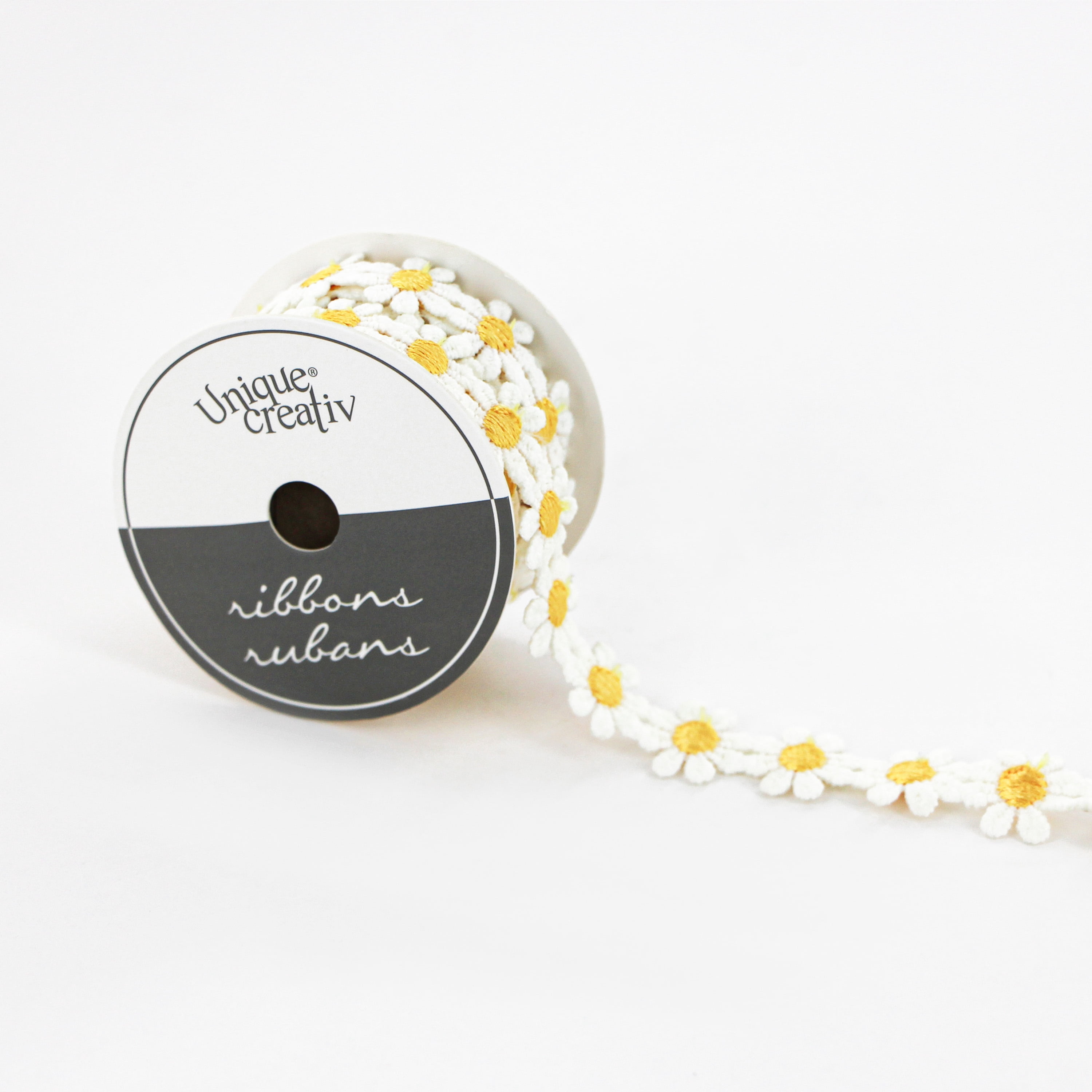 UNIQUE CREATIV Ribbon, Embroidered Lace, Daisy, 20 mm × 2.7 m (0.78 in × 9 yd)