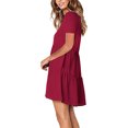 thumbnail image 3 of Fridja Robe Ample Décontractée pour Femmes, Couleur Unie, Col en V, Manches Courtes, Coupe Évasée, 3 of 6