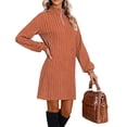thumbnail image 2 of Mceream Robes pour Femmes à Manches Longues Grande Taille Décontractées Printemps Automne Robes Col en V Tricot Côtelé Robe Chandail Légère avec Fermetures Éclair Orange m, 2 of 5