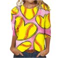 thumbnail image 2 of SMihono Hauts pour Femmes Été Chic Décontracté Mode Féminine Manches Courtes Col Rond Rétro Imprimé Ample Blouse Manches Trois-Quarts T-shirt Oversize pour Femmes, 2 of 4