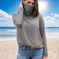 thumbnail image 2 of Fall Savings! BiZtdJrK Womens Sun Protection Going Out Shirts with Face Mask Summer Breathable Long Sleeve Sunshirt Rash Guard Beach Tops Gray S, 2 of 7