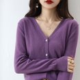 thumbnail image 4 of Cardigan Manteau Doux en Tricot pour Femmes, Mode Durable, Printemps et Automne, Décontracté, Ample, Uni, Manches Longues, Col en V, à Boutons - Hontri, 4 of 4