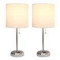thumbnail image 4 of LimeLights Brushed Steel Stick Lamp with Charging Outlet and Fabric Shade 2 Pack Set, 4 of 7