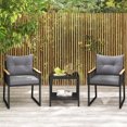 thumbnail image 4 of Gymax Ensemble de Mobilier de Patio 3 Pcs Chaises en Rotin PE Osier avec Table Basse à 2 Niveaux Dossier Souple, 4 of 9