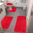 thumbnail image 1 of Solid Color Bath Mats 4 Set Bathroom Rugs For 4 Pcs Toilet Mats Universal Soft Comfortable Water Absorption Non-Slip Thick Machine Washable Easier To Dry Dark, 1 of 8