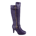 thumbnail image 1 of Bottes à Talons Hauts à Fermeture Éclair à Bout Rond Décontractées pour Femmes Dames (Violet, 5.5), 1 of 5