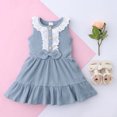 thumbnail image 2 of EQWLJWE Robe Bébé Fille Tout-Petit Enfants Bébé Filles Dentelle Côtelée Sans Manches Nœud Princesse Robe une Pièce, 2 of 7