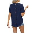thumbnail image 3 of Besolor Hauts d'Été pour Femmes Chemises Décontractées à Col Rond Manches Courtes Bouton Arrière Blouses Texturées en Crochet, 3 of 3