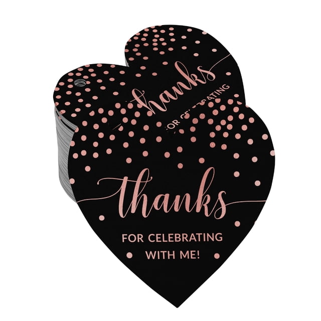 Inkdotpot Thanks For Celebrating With Me Birthday Bottle Tag Real Rose Gold Foil Favor Hang Tags Pack Of 100