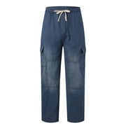 Ketyyh-chn99 Mens Jeans Slim Fit Y2k Jeans Mens Casual Pants Comfy Linen with Pockets Beach Capri Pants Athletic Blue,S