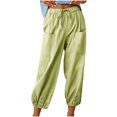 thumbnail image 1 of Timegard Women's Cotton Linen Elastic Waist Drawstring Casual Loose Pants, 1 of 7