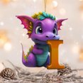 thumbnail image 4 of Fridja Personalized Dinosaur Christmas Ornament 26 Letters Hanging Pendant Ornaments 2024 Plastic Initial Monogram Xmas Tree Decorations with Hanging Rope Unique Customized Fun Gift for Kids (I), 4 of 4