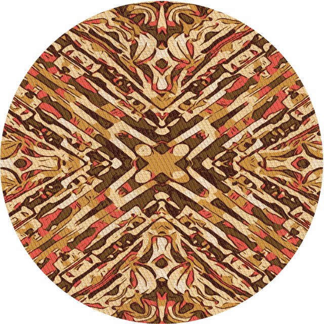 Ahgly Company Tapis d'Intérieur Ronds Transitionnels Orange Lavables à la Machine, 8 Pieds Rond