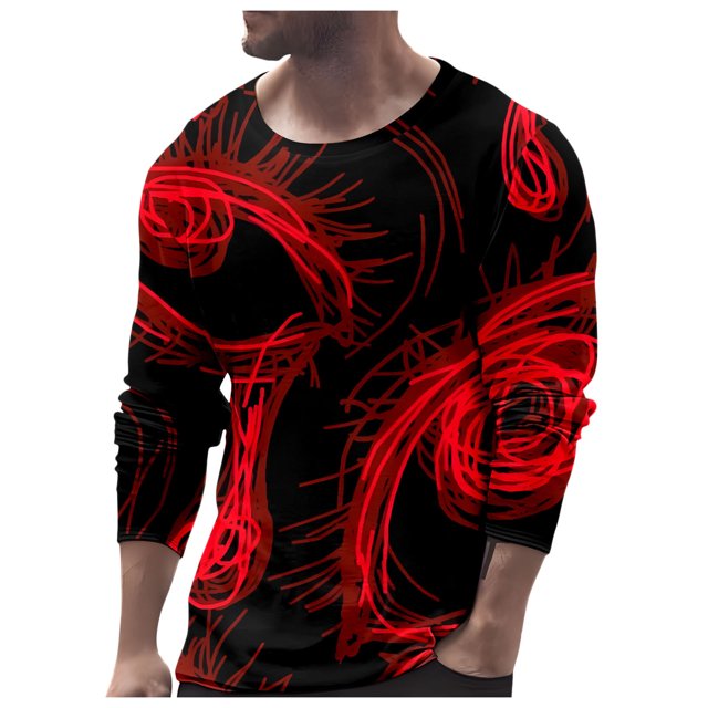 LUOGENLI T-shirts pour Homme pour Hommes T-shirts pour Hommes Célébration Performance Tour Mode Chemise Décontractée Thème Oeil Imprimé Manches Longues Col Rond T-Shirt T-shirts pour Hommes T-shirts Graphiques T-shirts Pêche Vêtements d'Été Noir m