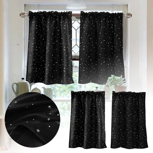 Curtain Short Kitchen and Bedroom Rod Curtains in Lace Design 29 x 36 Inch 2 Panels Light Filtering Elegant Home 2PCS
