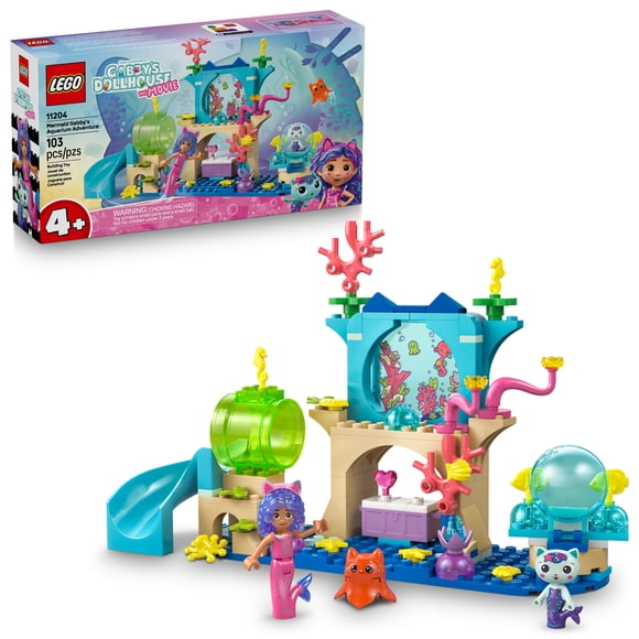 LEGO Gabby’s Dollhouse Mermaid Gabby’s Aquarium Adventure Building Blocks - Pretend Play & Learning Toy for Girls & Boys, Ages 4+, - With Gabby & MerCat Mini Dolls - Gift Idea for Birthdays - 11204
