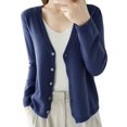 thumbnail image 2 of Cardigan Manteau Doux en Tricot pour Femmes, Mode Durable, Printemps et Automne, Décontracté, Ample, Uni, Manches Longues, Col en V, à Boutons - Hontri, 2 of 5
