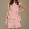 thumbnail image 2 of Womens Two Piece Lounge Set Summer Vacation Outfits Patchwork Sleeveless Tank Top and Shorts Sets with Pockets, 2 of 8