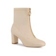 thumbnail image 1 of Unique Bargains Women's Faux Suede Square Toe Front Zip Block Heel Ankle Boots, 1 of 7
