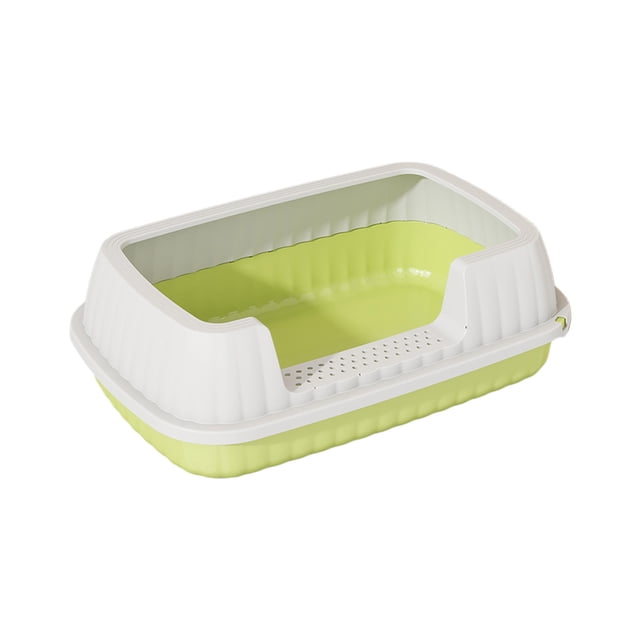 Btomtd Semi Enclosed High Bar Litter Box With Splashs Proof Designs Provides Ample Space For Cats Includes Shovel For Kittens, Green