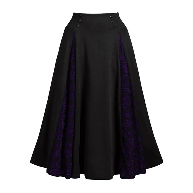 FcBaudy Robe de Cour, Robes pour Femmes, Robes d'Été pour Femmes Femmes Grande Taille Dentelle Patchwork Taille Haute Jupe Midi Gothique Jupe Plissée Robe de Cour