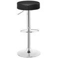 thumbnail image 1 of Gymax 1 Pce Tabouret de Bar Rond Siège en Cuir Pied Chromé Réglable Pivotant Hydraulique Noir, 1 of 8