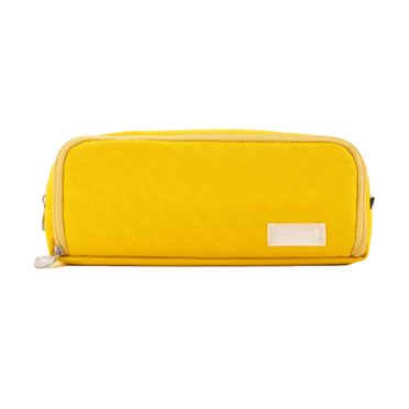 SIYTUAU Canvas Pencil Case Large Capacity Double Zipper Pen Pouch Student School Supplies Case Stationery Organizer Bag Oxford Fabric Yellow Free Size Yellow