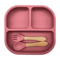 thumbnail image 1 of Hearth & Gear Silicone Divided Tableware Set For Dining Table Food Serving Tray With Utensil Holder Durable Kitchen Dish For Meals round Table Place Mats River Plate Mate Set round Table Mats Color, 1 of 3