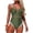 Army Green, variant on OHMZYZO Womens One Piece Swimsuit Mesh Panel Contrast Trim V Neck Ruched Tummy Control Bathing Suit For Beach Swimming Pool Vacation