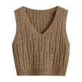 thumbnail image 1 of Women's Sweater Vest V Neck Cable Knit Sleeveless Loose Fit Solid Color Pullover Top S-M-L, 1 of 3