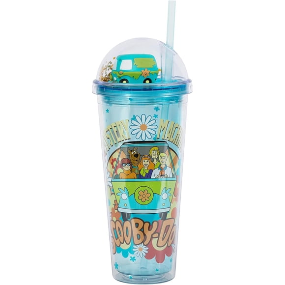 Silver Buffalo Scooby-Doo Mystery Machine Travel Tumbler With Dome Lid Featuring Shaggy, Velma, Daphne, Fred, and Scooby-Doo, 24 Ounces