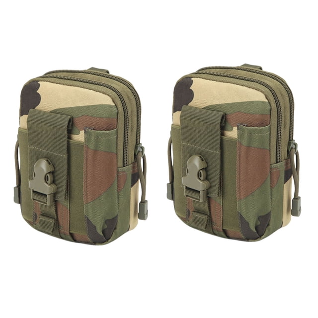 2-Pack Tactical Waist Packs – Military-Grade MOLLE Pouch for Outdoor/Sports , Waterproof 800D Fabric (6.3 x 4.7 Inch) – Fits Phone, Flashlight & Essentials D