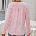 thumbnail image 5 of IROINID Reduced Womens Long Sleeve V-Neck Shirts Lounge Comfortable Solid Color Ruffle Sleeve Tops Blouse,Pink, 5 of 5