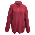 thumbnail image 4 of IMENGL Knit long sleeve 1/4 zip pullover turtleneck sweater, Red XL, Size M-2XL, 4 of 7