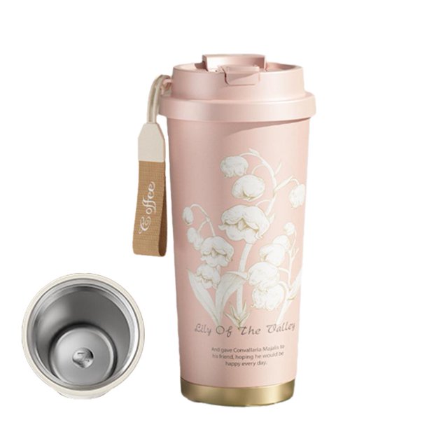 Ceramic Lining Coffee Mug Vacuum Insulated Coffee Cup 500ml. Eco-friendly E8J8