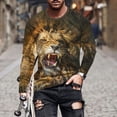 thumbnail image 1 of Meichang T-Shirt à Manches Longues pour Hommes Doux, T-Shirts Graphiques pour Hommes Tendance avec Imprimé 3D de Lions, T-Shirts Amusants à Col Rond pour le Gym à Manches Longues pour Hommes, 1 of 5