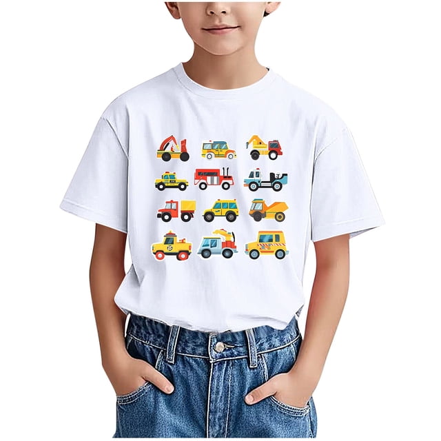 WRKEKC T-Shirts d'Été pour Garçons, T-Shirts Décontractés pour Garçons, T-Shirts Polyvalents Décontractés à Manches Courtes pour Enfants avec Motif Imprimé et Col Rond