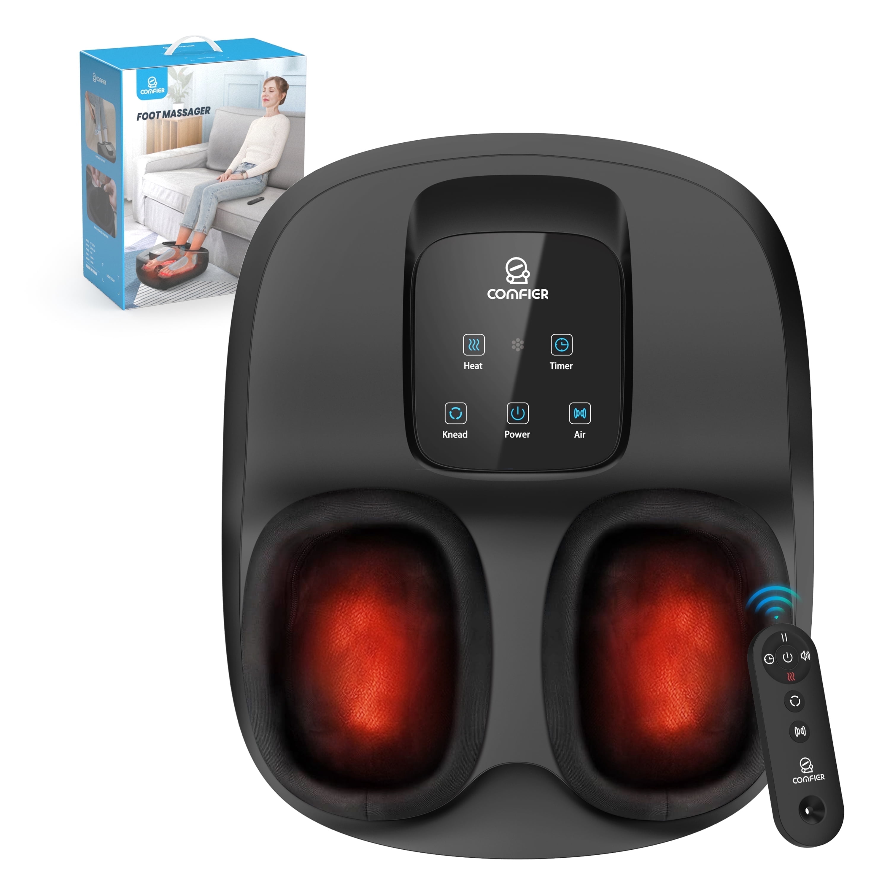 Comfier Foot Massager Machine with Heat, Shiatsu Foot Massager for Blood Circulation up to size 13, Gift