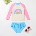 thumbnail image 3 of Kid Girl Rash Guard Swimwear Cute Long Sleeve Sun Protection Toddler Girls Swimsuit 6-7 Years, 3 of 5