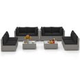 thumbnail image 2 of Costway Ensemble de Conversation en Rotin PE pour Terrasse Extérieure, Canapé Sectionnel 10 Pcs, Noir, 2 of 10